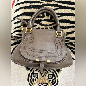 Chloe Marcie Medium Double Carry Satchel Bag in Grained Leather EUC